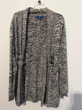 Apt. 9 Black and White Marled Open Front Cardigan